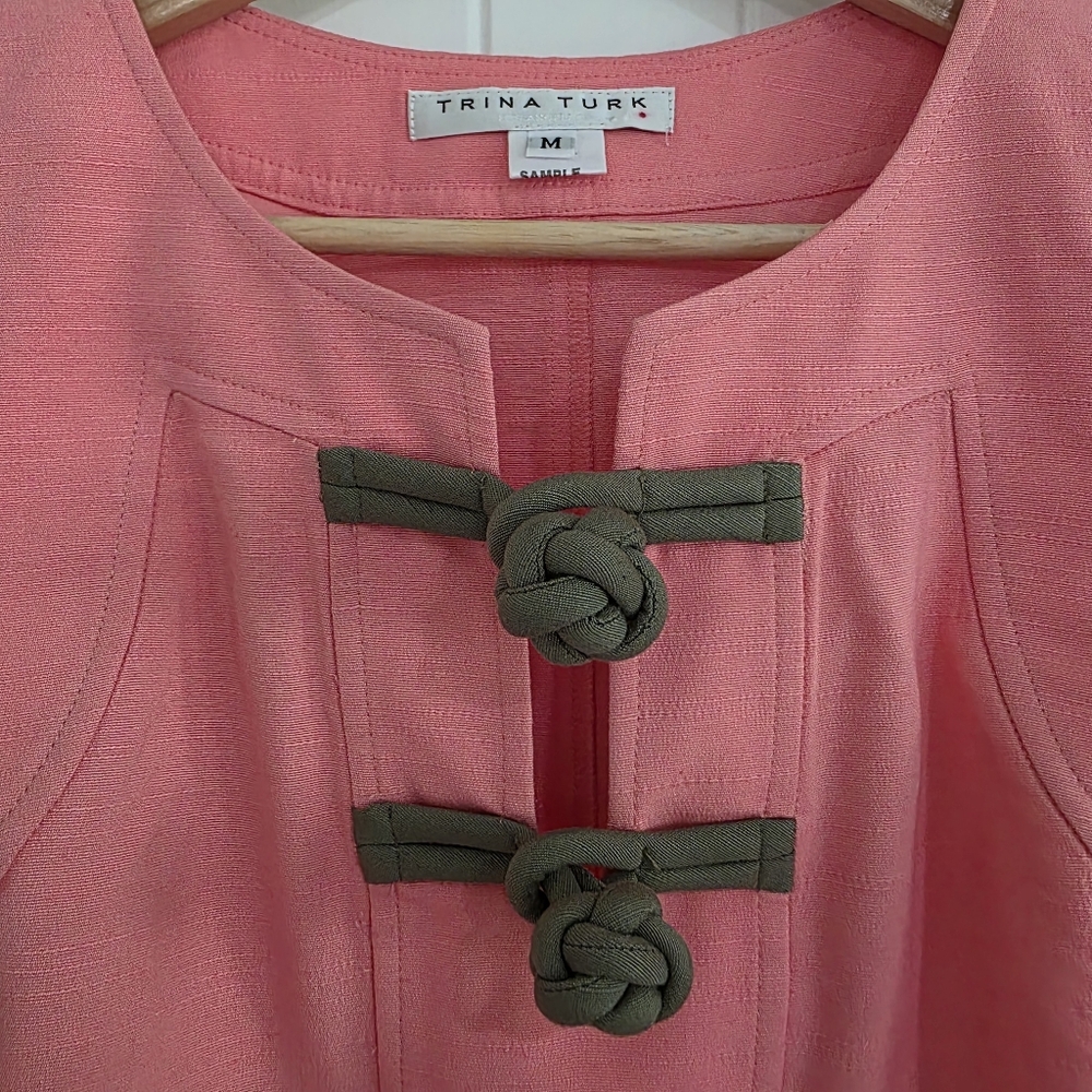 NWOT Trina Turk Sample‎ Sleeveless Linen Pink Tunic Top Medium - Picture 2 of 8